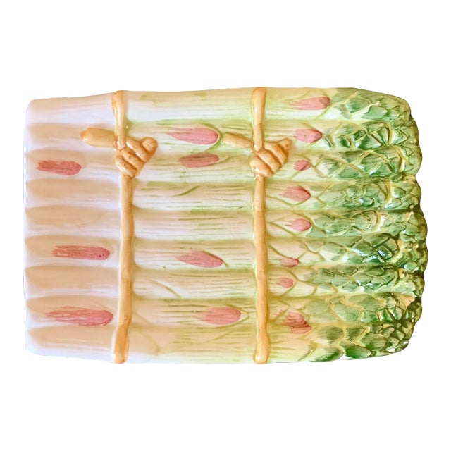 Majolica Ceramic Trompe l'Oeil Asparagus Dish For Sale
