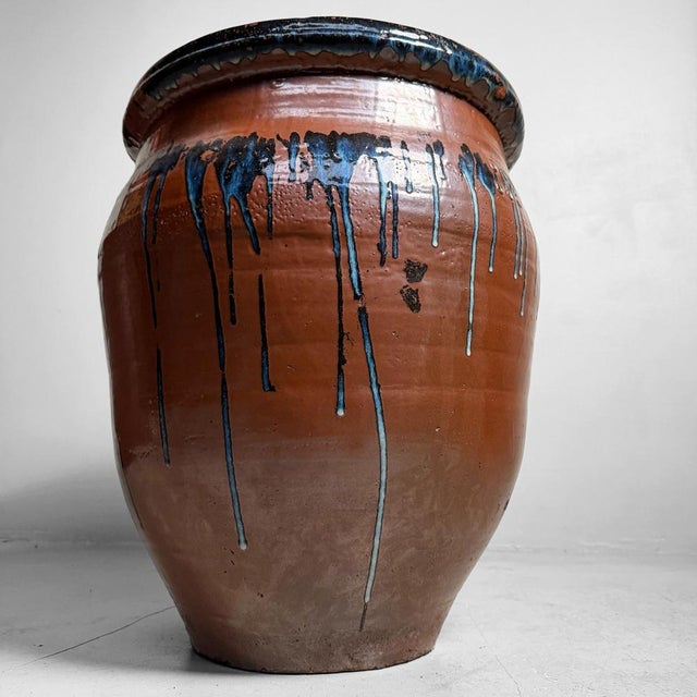 Large Japanese Drip Glazed Stoneware Tsubo Jar, 1970s For Sale - Image 6 of 18