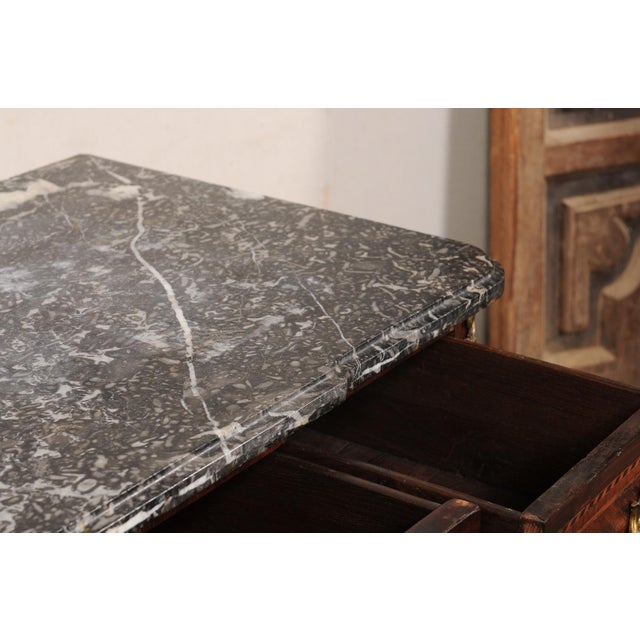 Coffee 19th Century French Marble Top Commode W/Rococo Hardware For Sale - Image 8 of 14