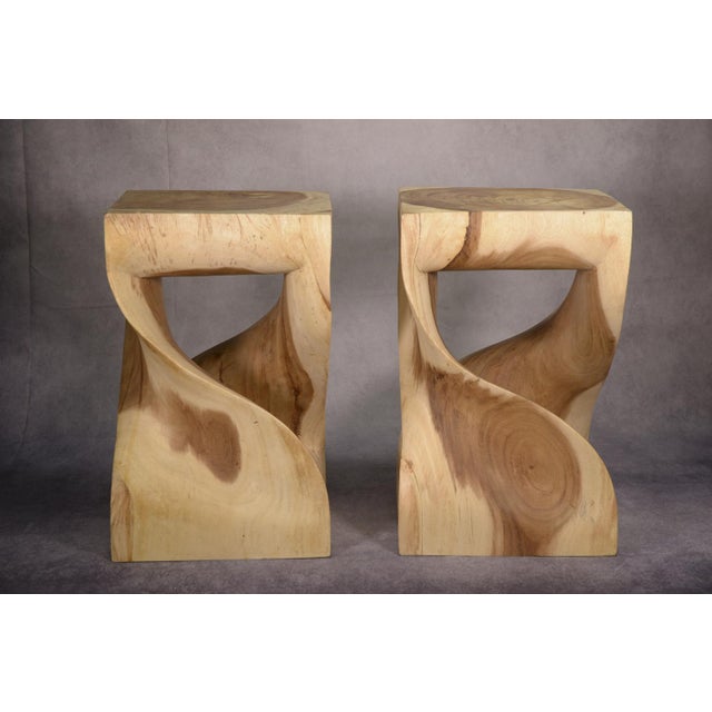 Set of Exotic Wood Stools Comme Chez You Art For Sale - Image 16 of 16