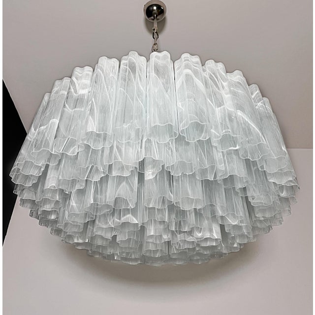 Large Murano Glass Chandelier in White Alabaster Glass Tube, 1990s For Sale - Image 15 of 18