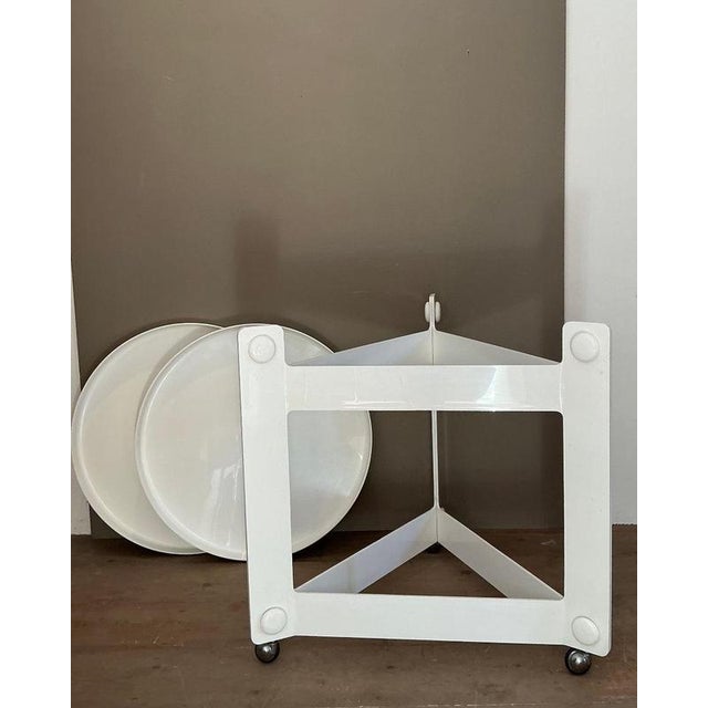 Plastic White Trolley by Luigi Massoni for Guzzini For Sale - Image 7 of 9