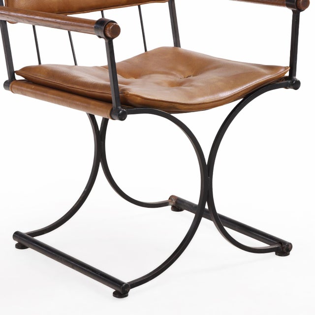 Black Set of Four 1970s Iron Campaign Style Dining Chairs, Attributed to Cleo Baldon For Sale - Image 8 of 9