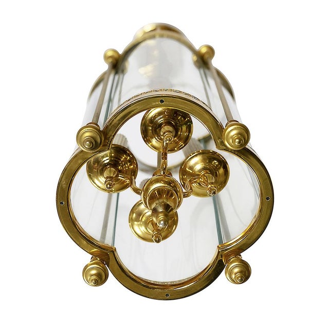 Mid-Century Modern Italian Gilt Metal and Glass Lantern, 1970 For Sale - Image 3 of 6