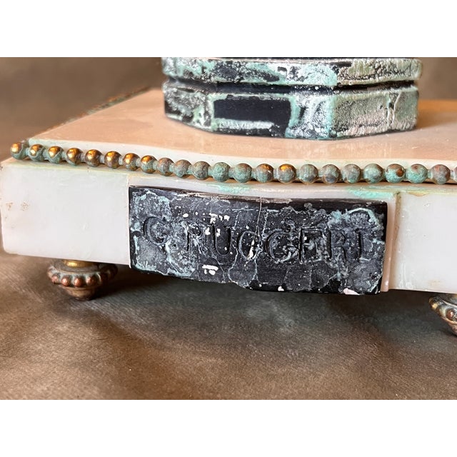 Bronze Finish Plaster Figure of Young Michelangelo on the Antique Marble Base For Sale - Image 10 of 11