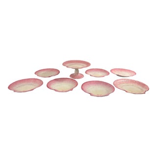 Antique 1891 Wedgwood Pink Majolica Nautilus Dessert Service – 8 Pieces For Sale