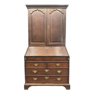 18th Century English Georgian Oak Secretary Bureau Bookcase For Sale