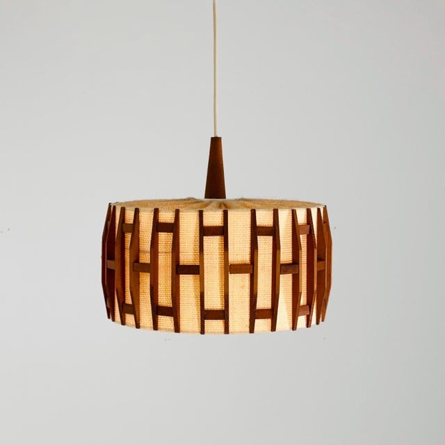 Mid-Century Modern Pendant Lamp in Teak, 1960s For Sale - Image 11 of 11