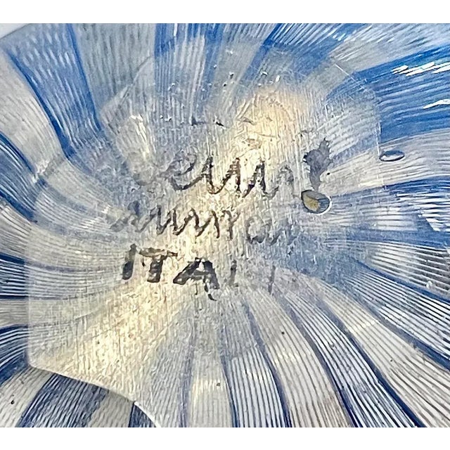 Vintage Venini Blue and White Murano Glass Vase For Sale In Atlanta - Image 6 of 7