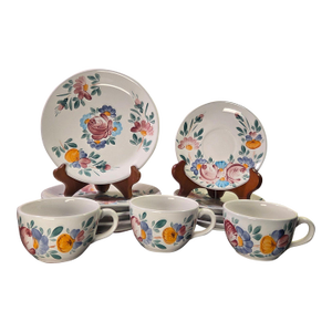 Vintage Varoslodi Majolica Hungary Hand-Painted Folk Art Set - 11 Piece