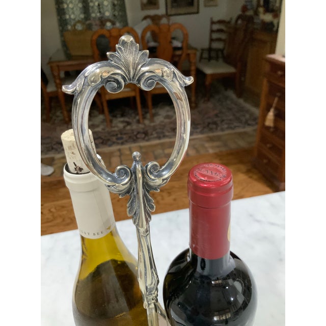 Mid 20th Century Unique Vintage Silverplate Footed Wine Caddy - Wine Holder Attributed to Charles J. Allen - Barware, Barcart Styling, Old Silver - See Pics! For Sale - Image 5 of 8