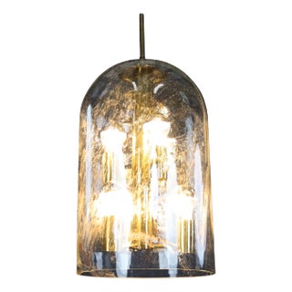 Smoked Glass and Brass Pendant Light from Doria Leuchten, Germany, 1970s For Sale