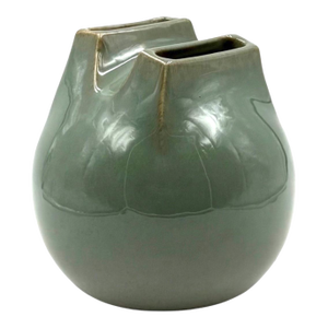 Mid-Century Modern Green Spherical Gres Vase, Franco Bucci Italy Ca. 1970