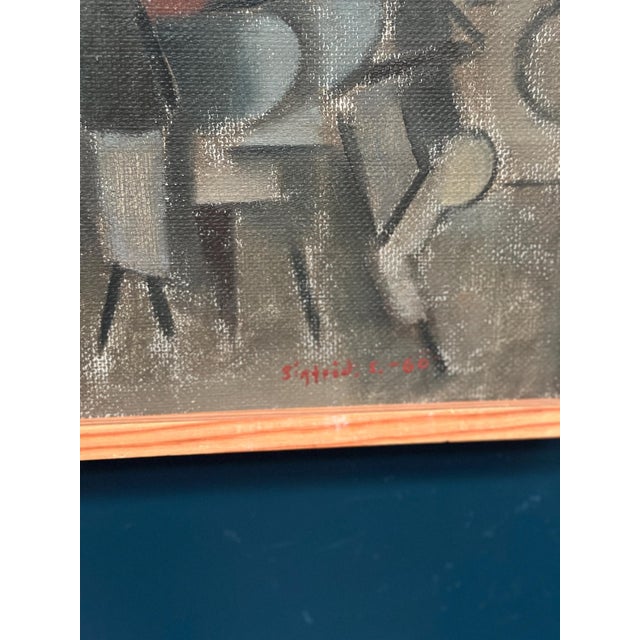 Sigfrid S, Landscape with Figures, 1960, Oil Painting on Canvas, Framed For Sale - Image 7 of 16