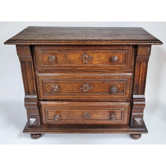 Victorian Antique Miniature Salesman's Sample Chest Commode Jewelry Box For Sale - Image 3 of 7