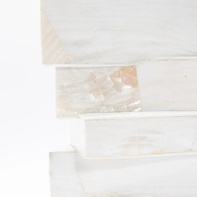 Metal Modern Sculptural Vase in Mother of Pearl With Brass Details by Kifu Paris For Sale - Image 7 of 7