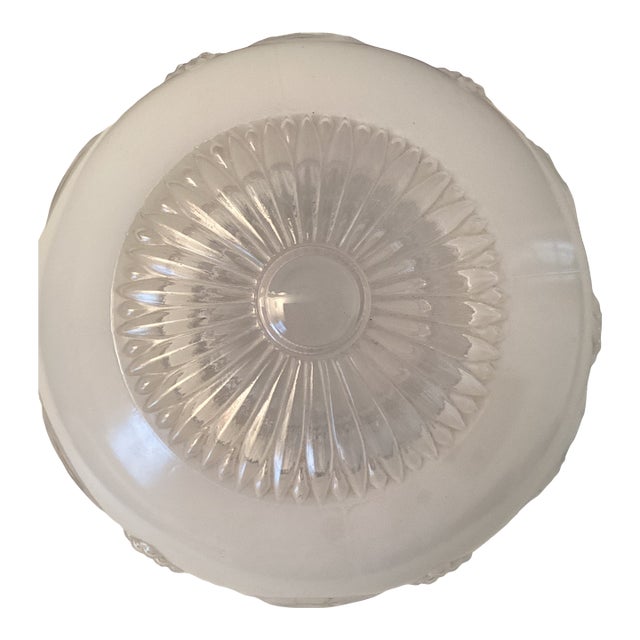 Vintage Frosted and Clear Glass Ceiling Shade For Sale