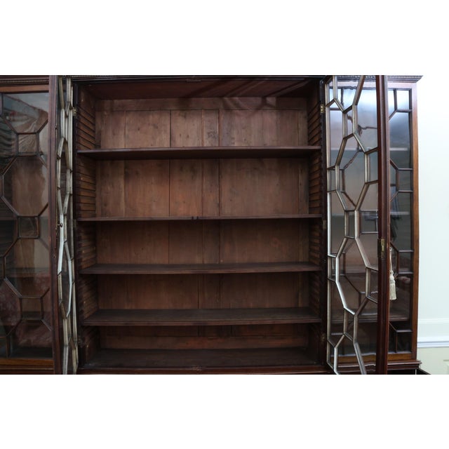 Antique Georgian Mahogany Breakfront Library Bookcase For Sale - Image 10 of 17