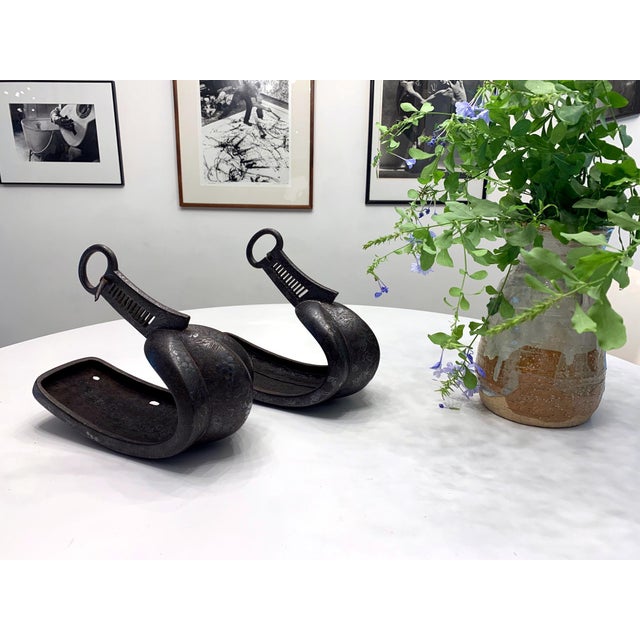 Antique Japanese Iron Stirrups with Silver Inlay Signed For Sale In Atlanta - Image 6 of 18