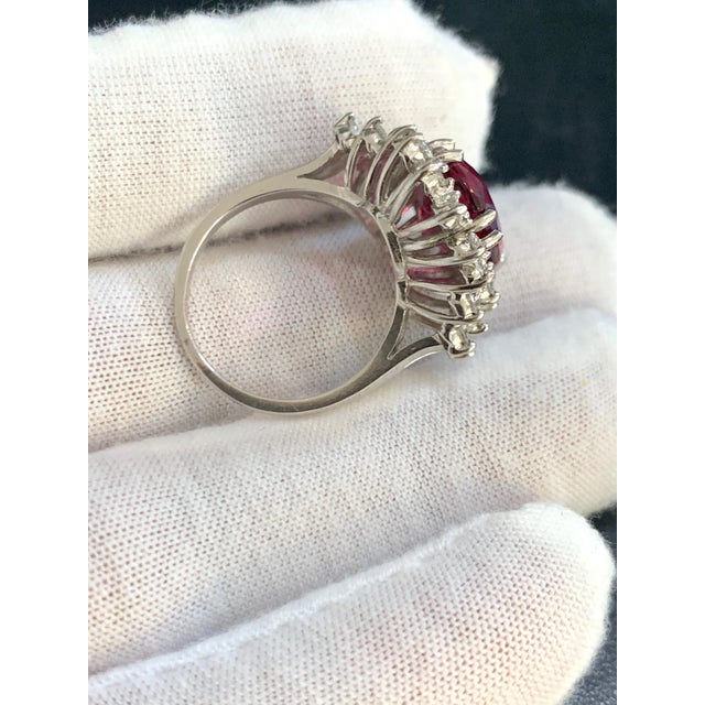 2010s 7.5 Carat Oval Rubellite and 1 Carat Diamond 18 Karat Gold Cocktail Ring Estate For Sale - Image 5 of 18