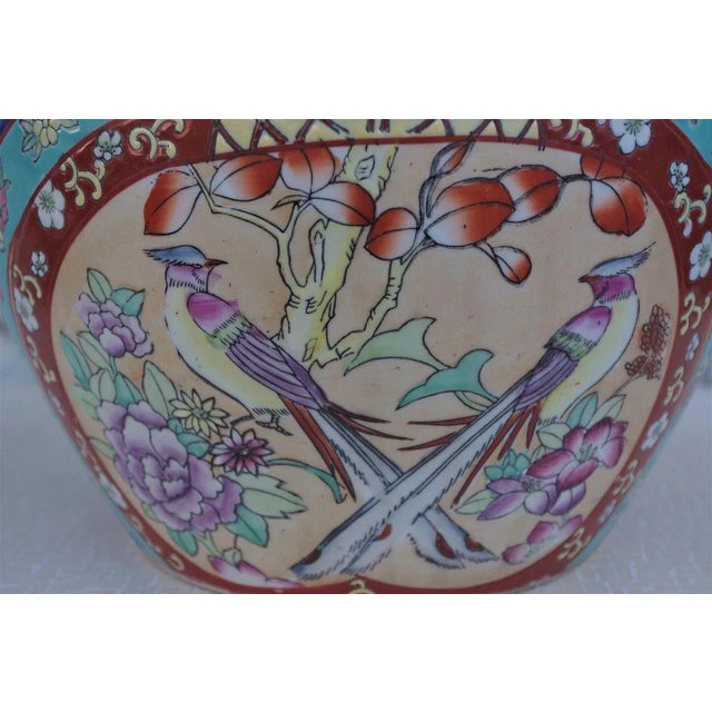 Hand painted Chinese vase with decorations inside and outside in 1950s zecchino gold.