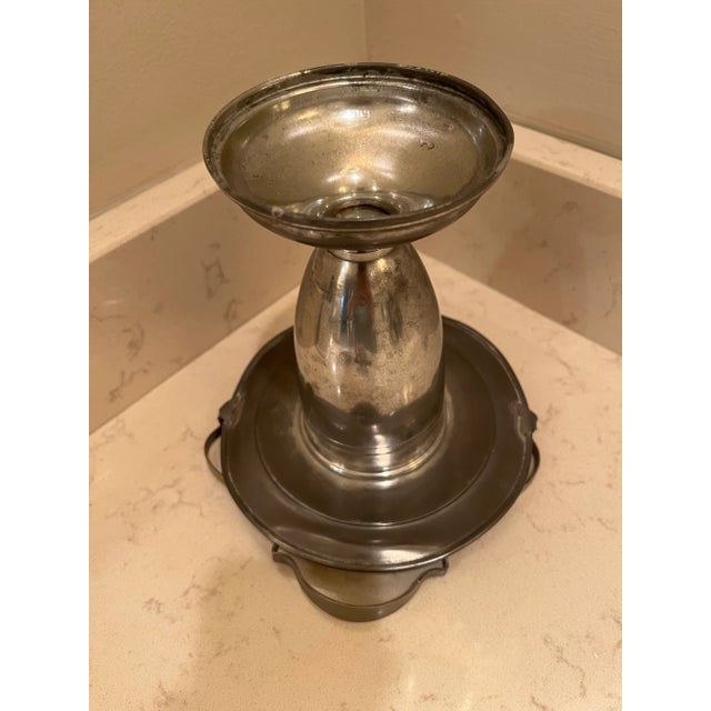 Shabby Chic Mid 20th Century Vintage Pewter Basket Vase For Sale - Image 3 of 6