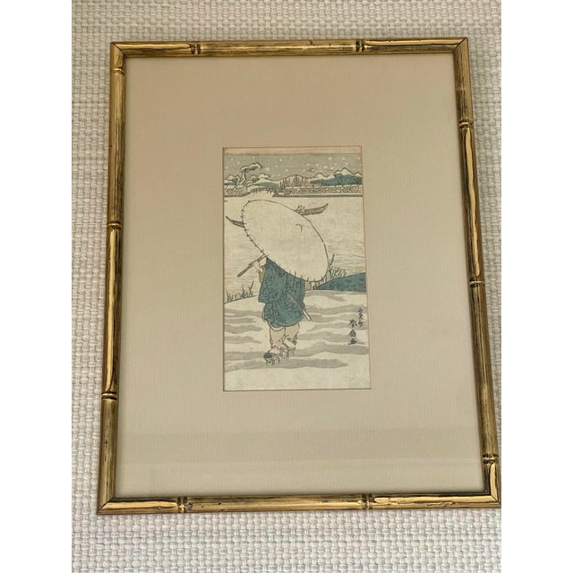 Light Gray Framed Japanese Block Print For Sale - Image 8 of 8