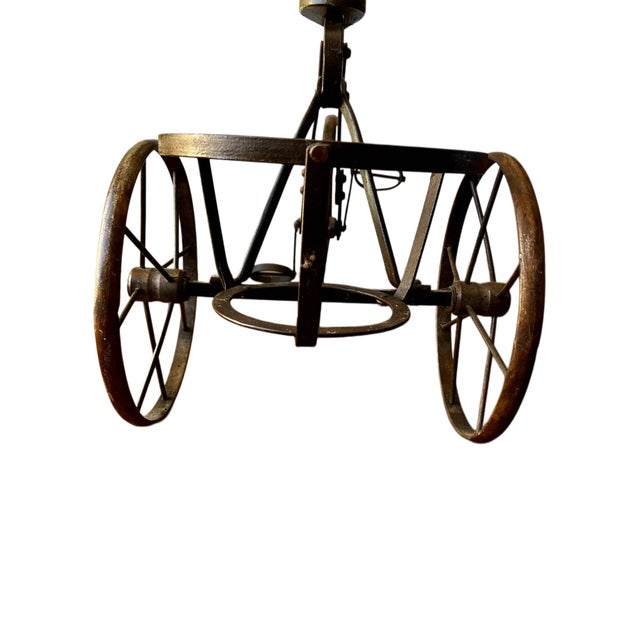 Vintage Decorative Metal Tricycle Planter With Spoked Wheels and Brass Accents For Sale - Image 13 of 17