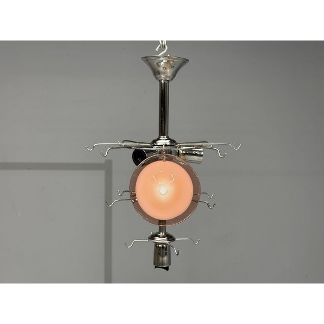 Mid-Century Modern, Bright Pink Murano Glass, Chrome, Pendant Light, 1960s For Sale - Image 4 of 9