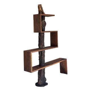 Handcrafted Sculptural Walnut Bookshelf by Larry Jerome | Modern Organic Statement Shelving, Attributed For Sale
