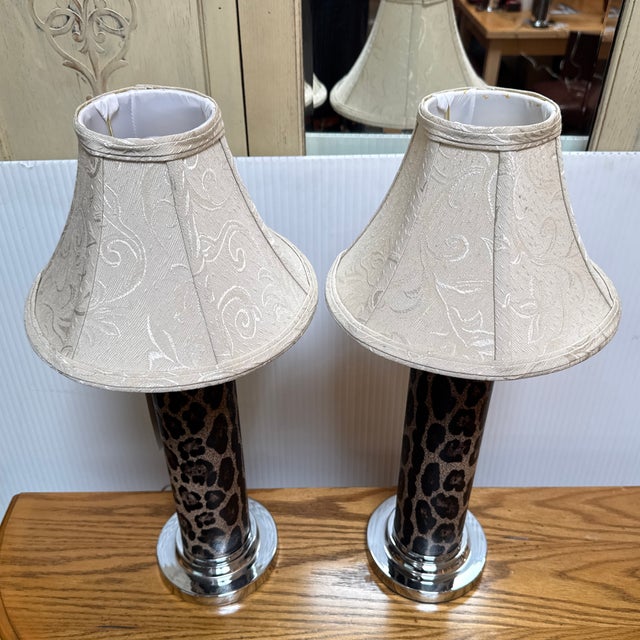 African Leopard Print Table Lamps, Pair For Sale - Image 10 of 12