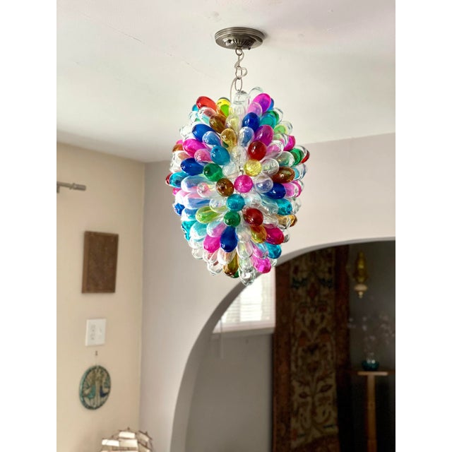 2010s Light Fixture of Stained Colorful Handblown Glass For Sale - Image 5 of 12