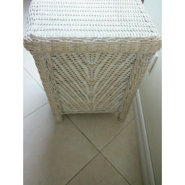 1980s Wicker Rattan Two Drawer Coastal Style Ivory Color Nightstand For Sale - Image 12 of 13