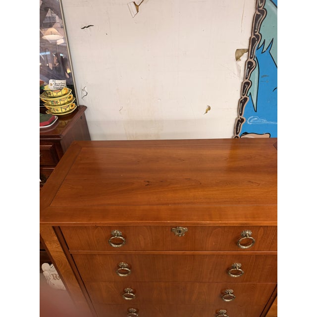 Mid-20th Century Baker Furniture Empire Cherry & Burl Wood Highboy Dresser For Sale In Atlanta - Image 6 of 12