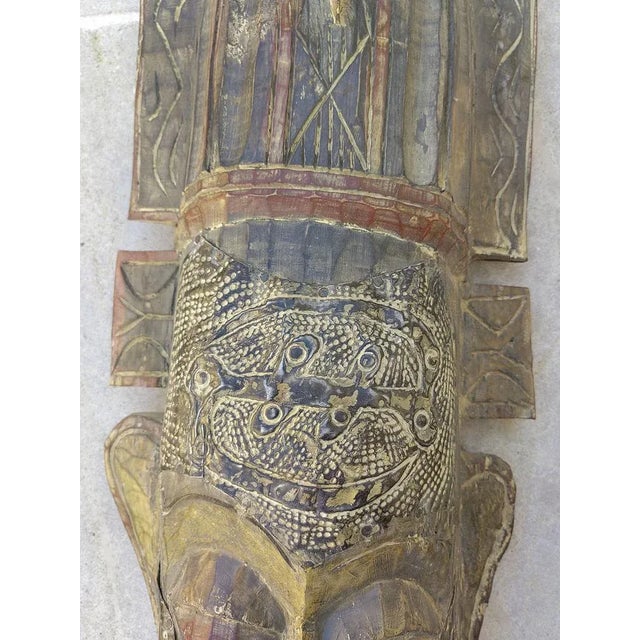 African Mask in Carved Wood, 1950s For Sale - Image 10 of 12