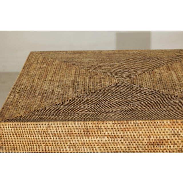 Rustic Late 20th Century Large Square Rattan Coffee Table with Removable Lid and Hidden Storage For Sale - Image 3 of 18