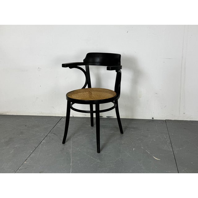 1930s Bentwood Mod 233 Black Desk Chair with Rattan Seat from Thonet, 1930s For Sale - Image 5 of 13