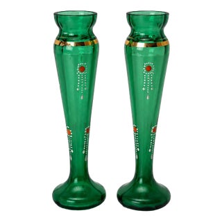 Glass and Crystal Vases, Set of 2 For Sale