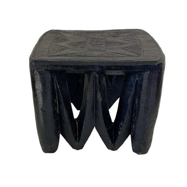 Vintage Black African Nupe Stool Nigeria 13" W by 10.75" H For Sale In New York - Image 6 of 6