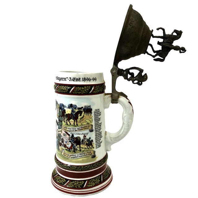 Commemorative Early 20th-Century German Reservist Stein in Porcelain and Pewter For Sale - Image 13 of 18