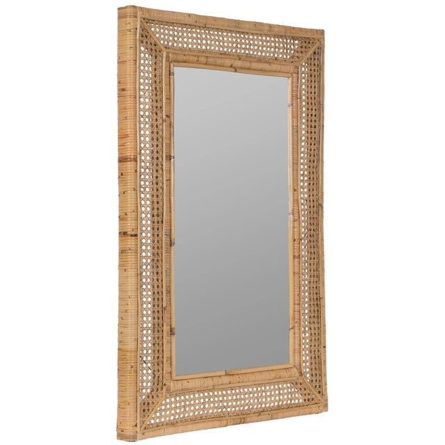 Jameson Rattan and Cane Wall Mirror Chairish