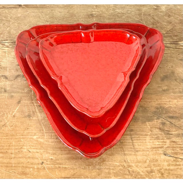 Vintage 1960s Italian Glazed Ceramic Tray Trio For Sale In West Palm - Image 6 of 12