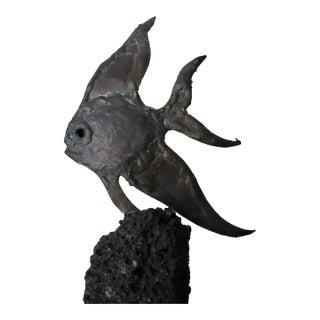 Mid-Century Modern 1960s Bronze Fish Sculpture For Sale