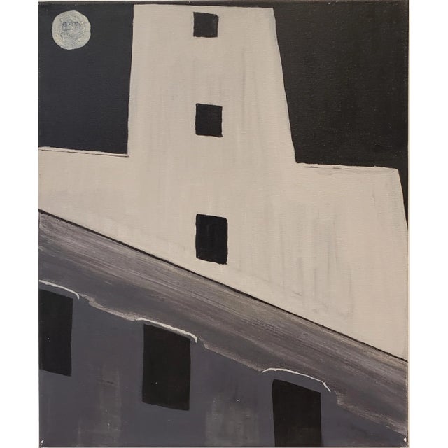 Contemporary Painting of Old Silo Building at Night Downtown Dallas For Sale In Dallas - Image 6 of 6