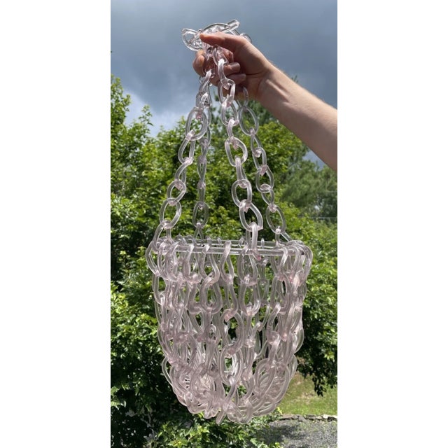 Rare Fine Antique 19th C. Victorian Free Blown Glass Whimsy Hanging Chain Basket For Sale - Image 14 of 18