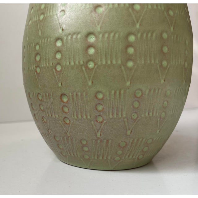 1960s Ovoid Ceramic Vase in Green Glaze, 1960s For Sale - Image 5 of 9