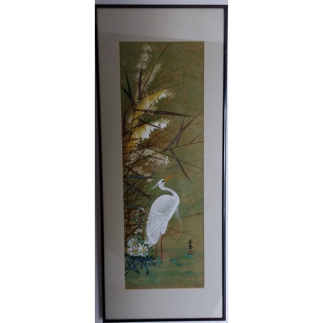Japanese Original Egret Art Paintings a Pair Chairish