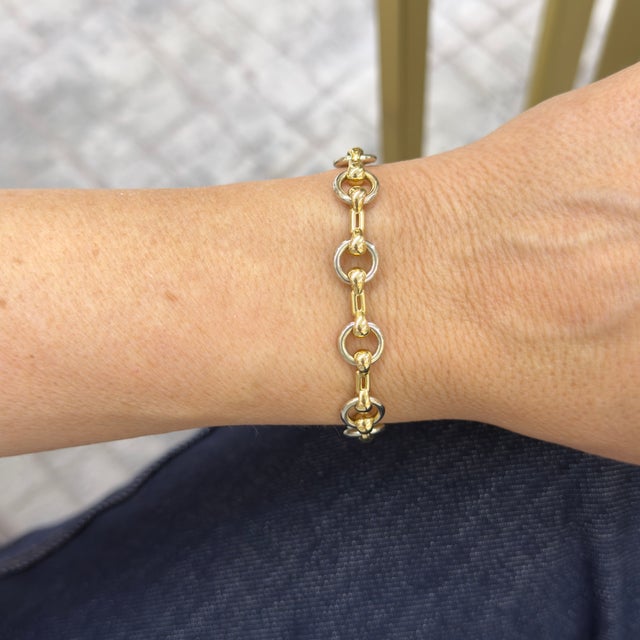 Gold Vintage Cartier Nouveau JCC 18k Yellow & White Gold Horsebit Link Bracelet For Sale - Image 8 of 8