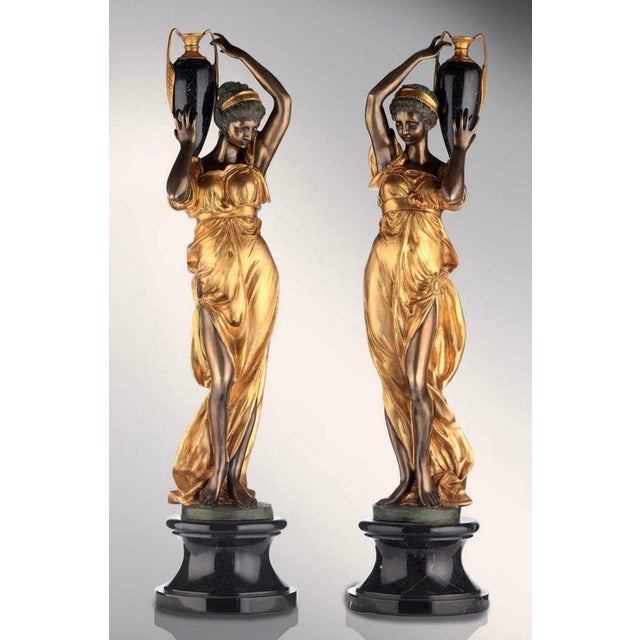 Bronze and Marble Sculptures, Set of 2 For Sale - Image 6 of 7