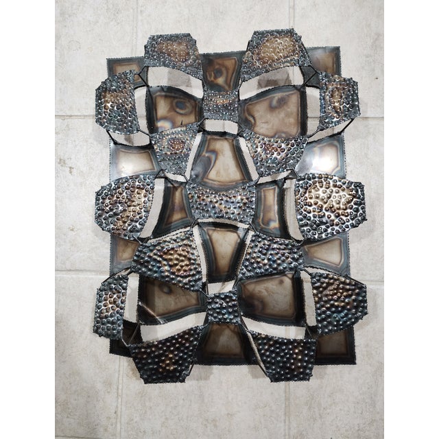 Mid 20th Century Vintage Brutalist Metal Wall Sculpture | Torch Cut Welded Steel Wall Art | Mid Century Modern Brutalist Decor For Sale - Image 5 of 9